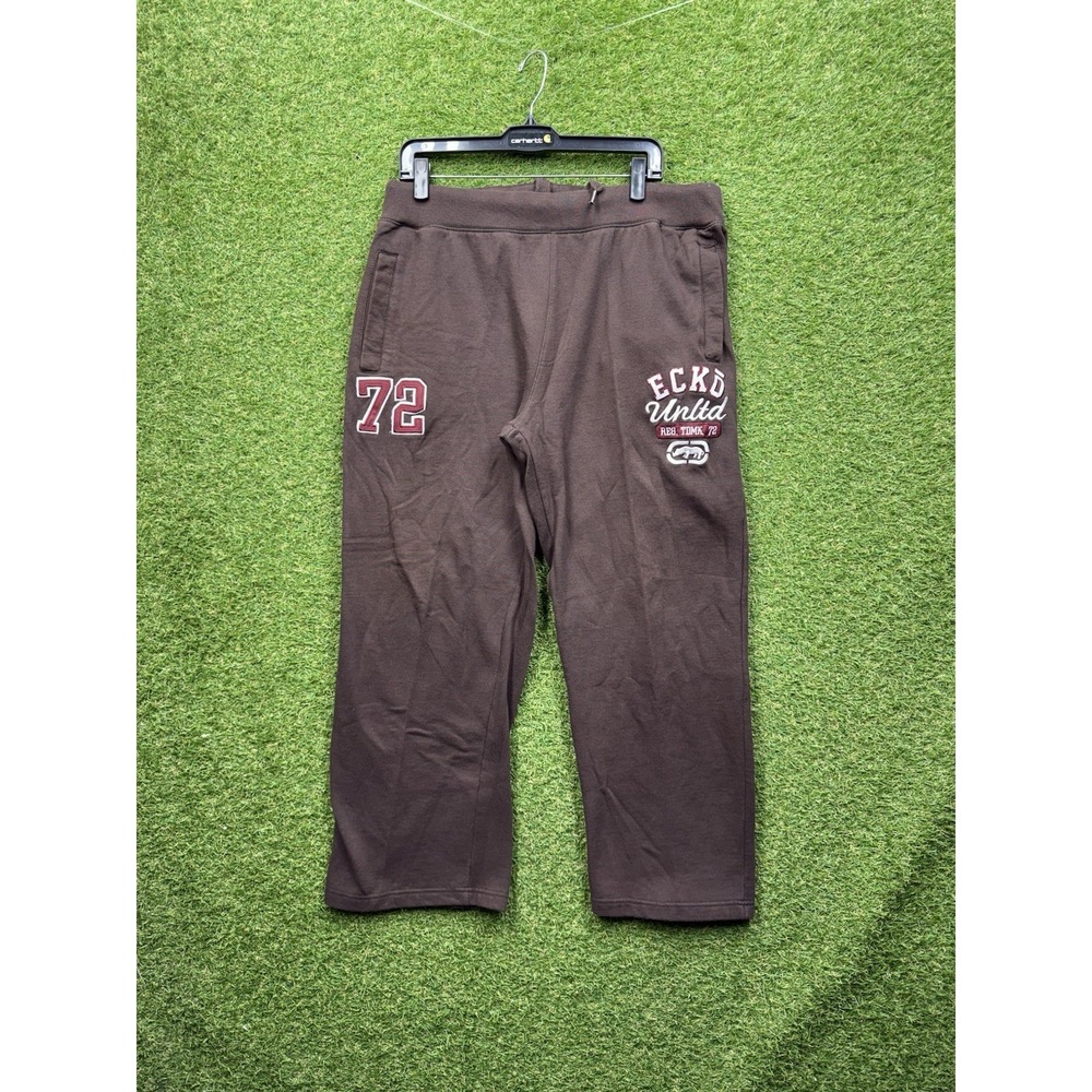 Ecko Unltd Sweatpants Mens XL Fleece Graphic Rhino Logo Spellout y2k Brown